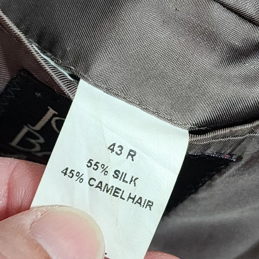 Jos A Bank Blazer Mens 43R Camel Hair Silk Blend Brown Herringbone‎ Signature - Picture 9 of 9